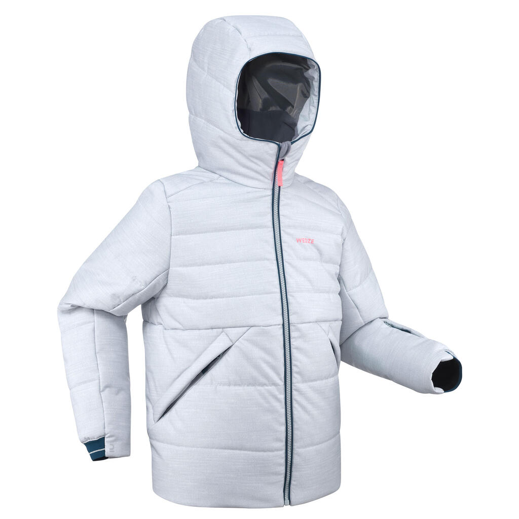 KIDS’ EXTRA WARM AND WATERPROOF PADDED SKI JACKET 180 WARM - GREY