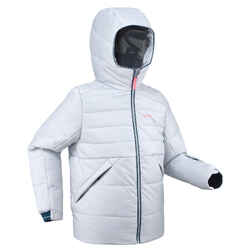 Kids’ warm and waterproof padded ski jacket - 100 warm grey