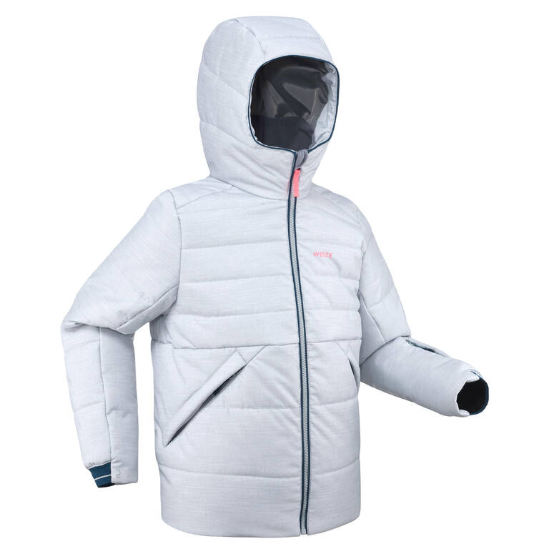 KIDS’ EXTRA WARM AND WATERPROOF PADDED SKI JACKET - 180 WARM GREY