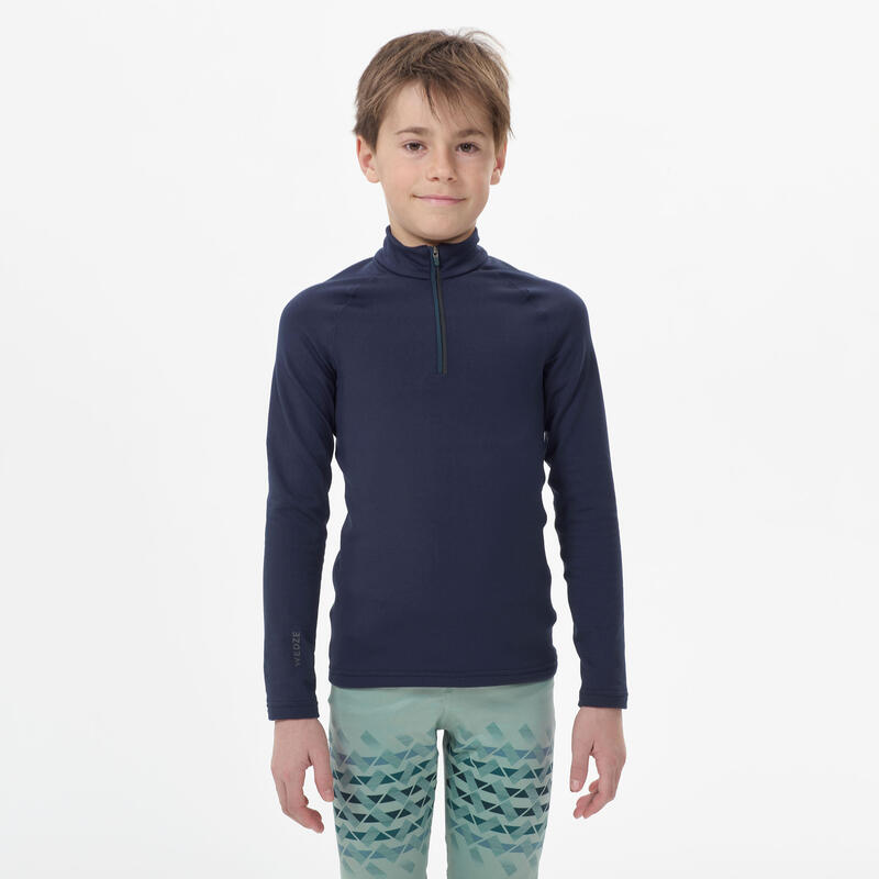 Dětské lyžařské spodní tričko 500 se zipem modré