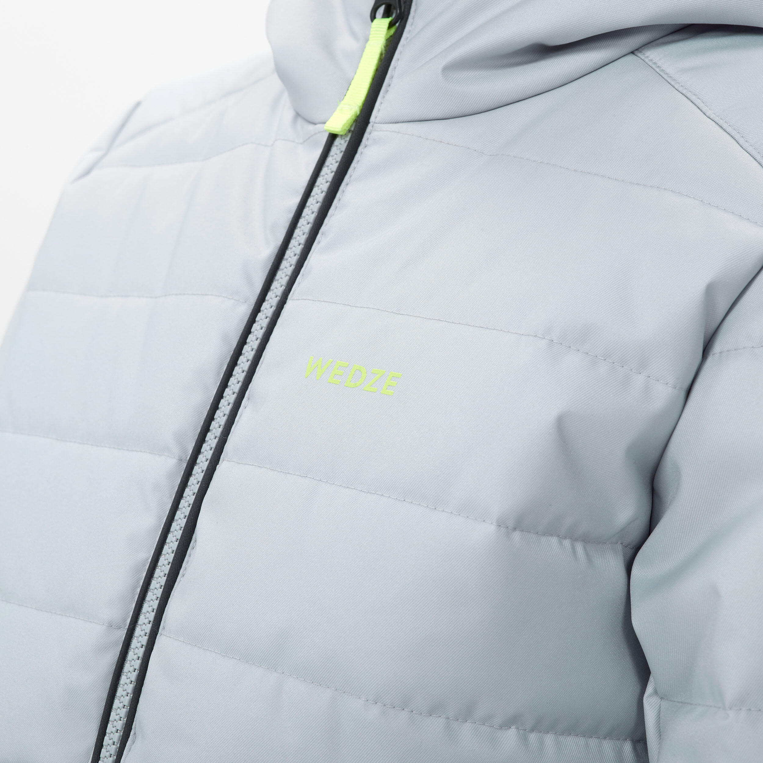 Kids Ski Jacket 180 Grey Carbon grey Pearl grey Fluo yellow
