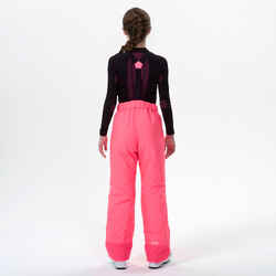 KIDS’ WARM AND WATERPROOF SKI TROUSERS - 100 NEON PINK