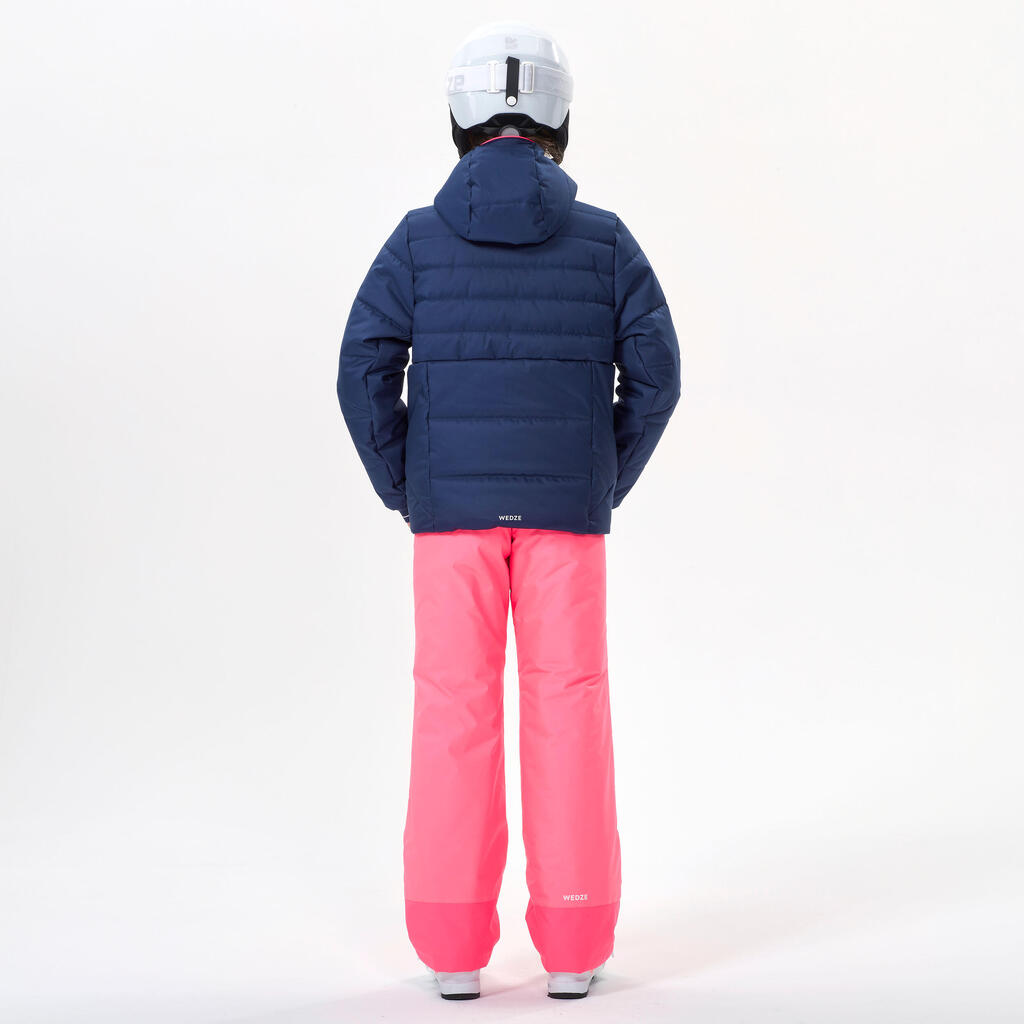 KIDS’ EXTRA WARM AND WATERPROOF PADDED SKI JACKET - 180 WARM - NAVY BLUE