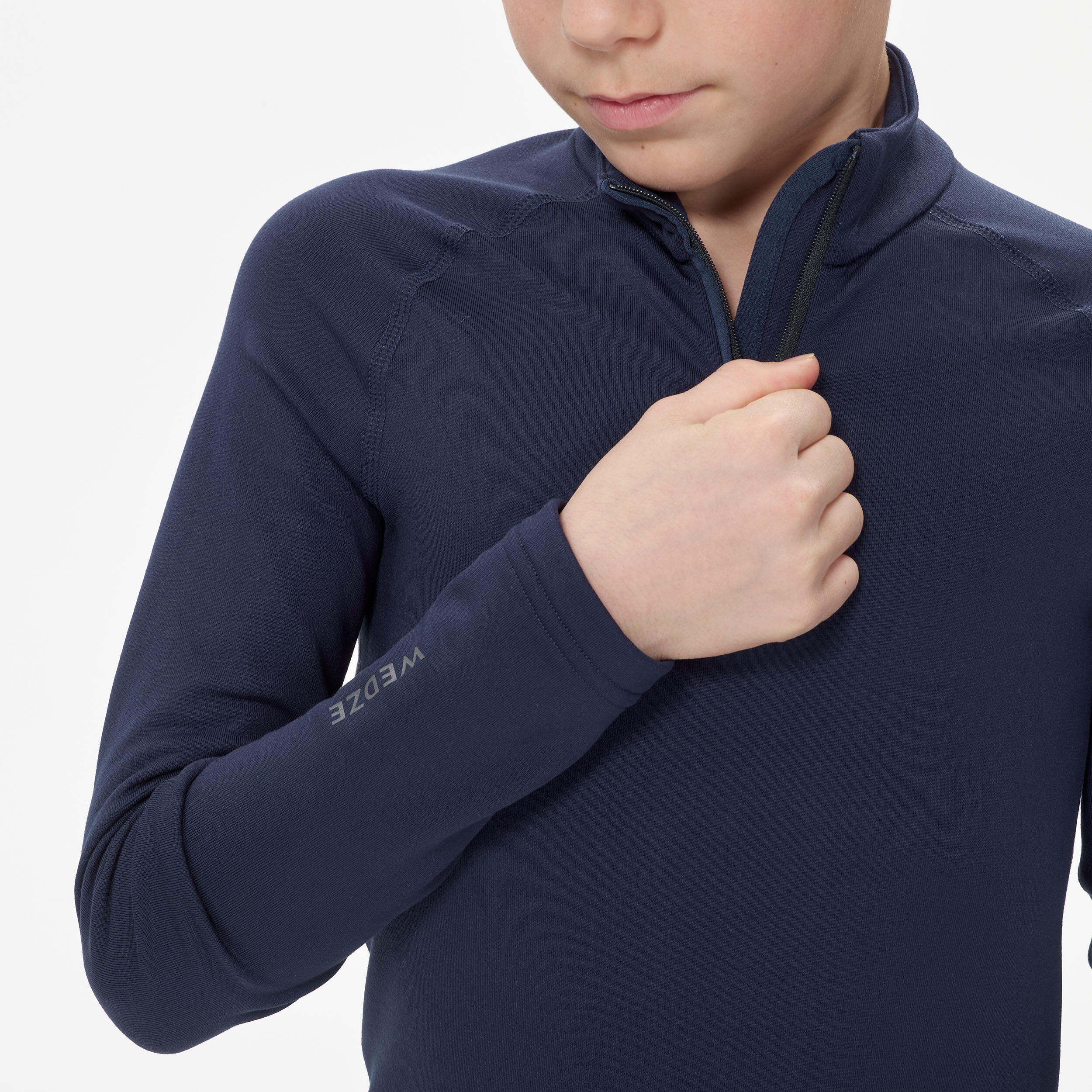 Kids' Base Layer Half-Zip Top - BL 500 Blue - WEDZE