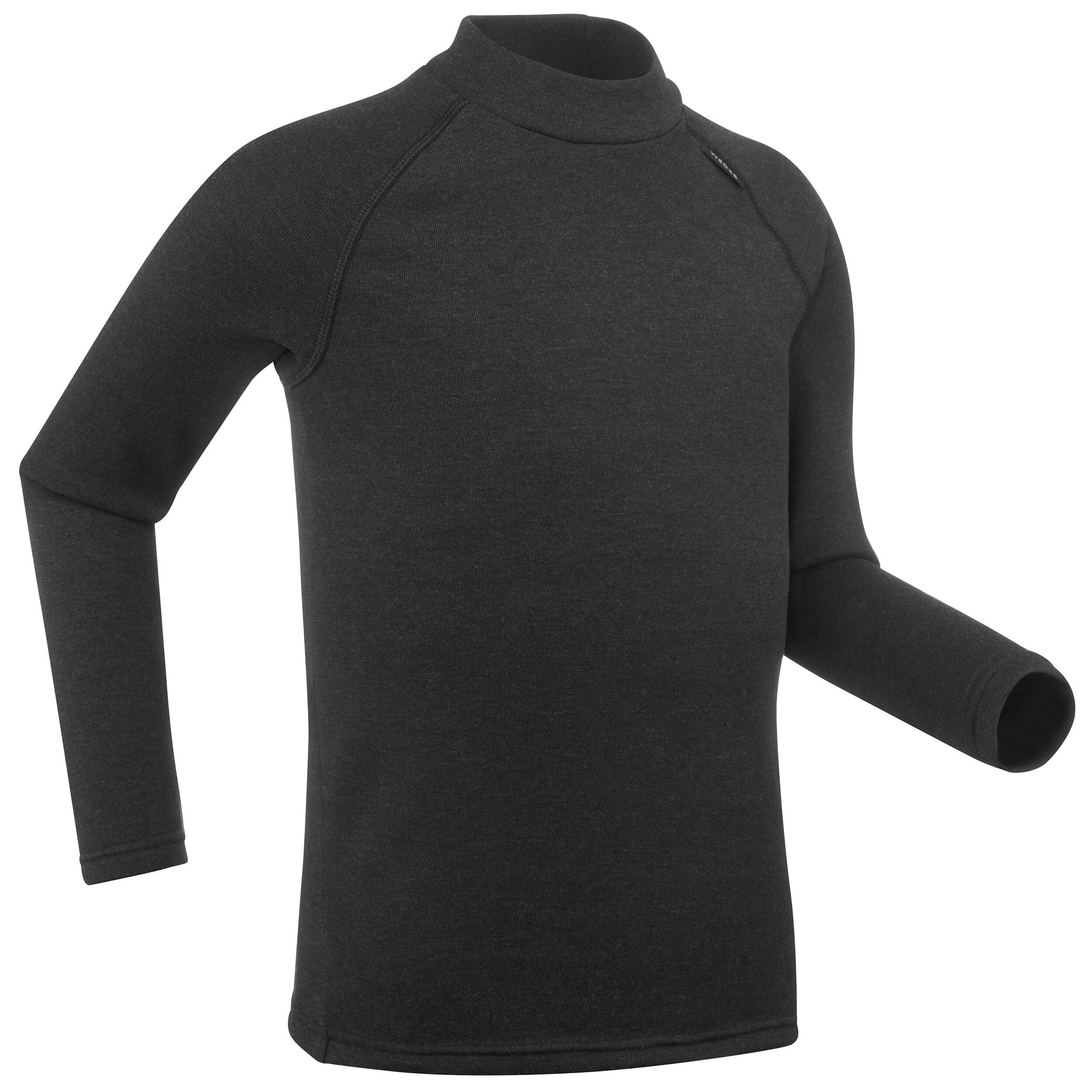 Kids' Ski Base Layer Top - BL 100 Black - WEDZE