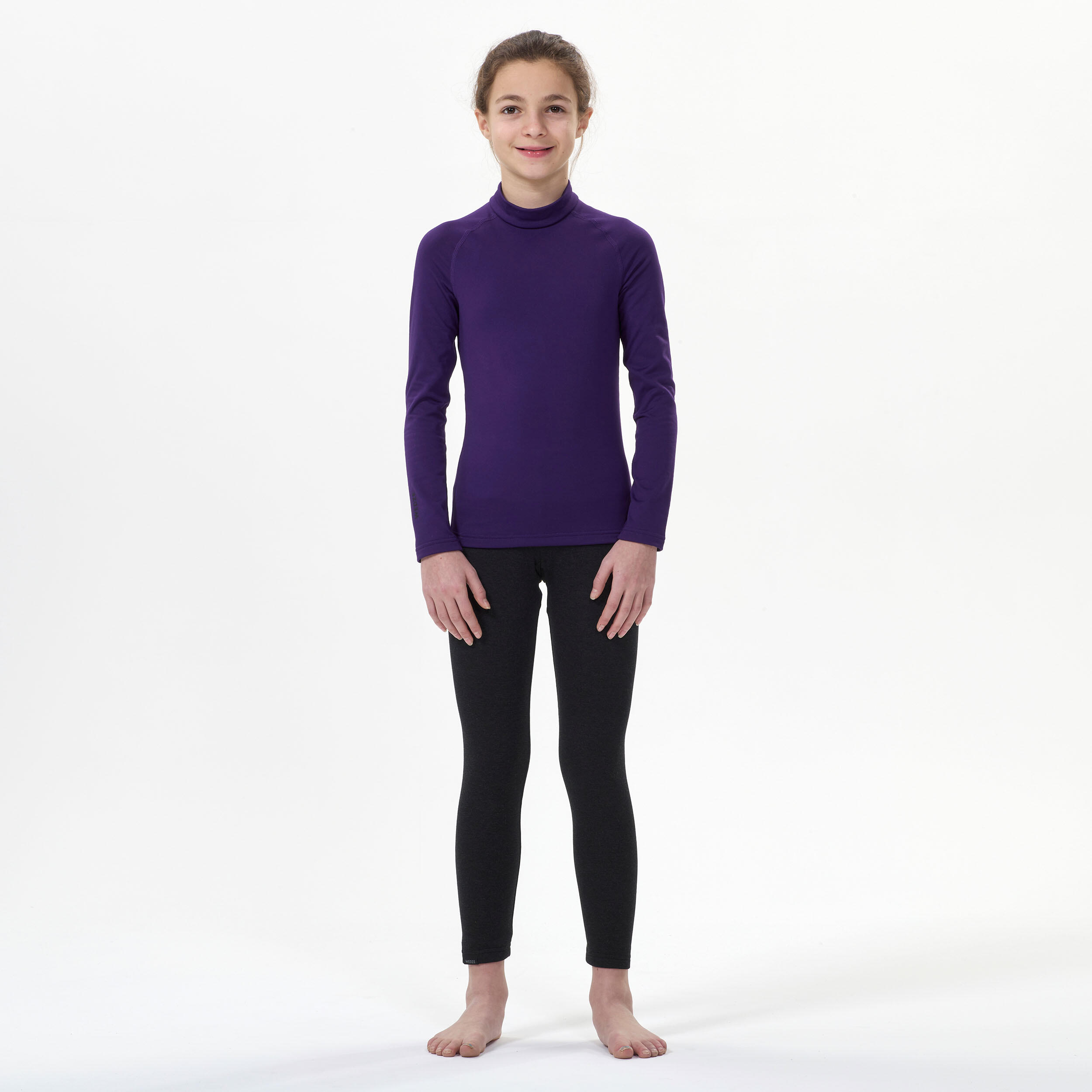 Children’s thermal ski base layer top 500 - purple  3/7