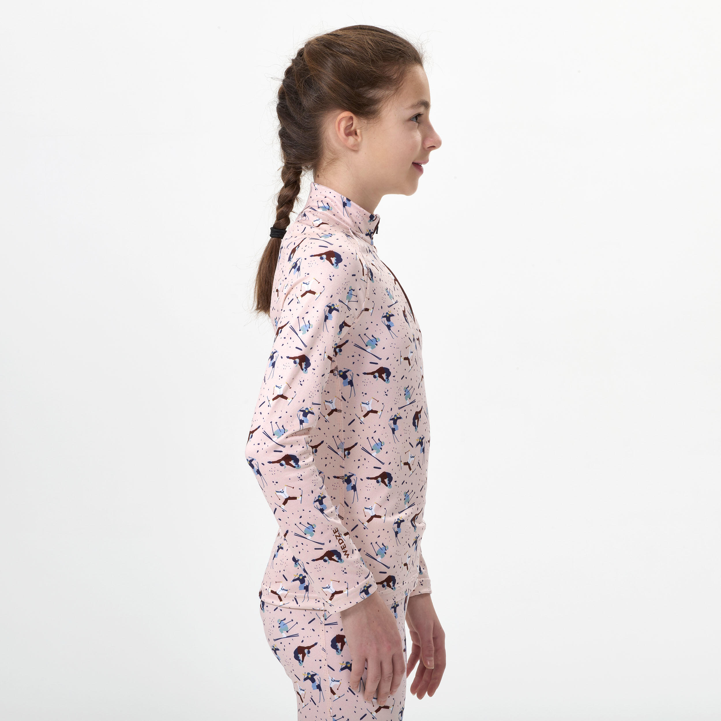 Kids’ Thermal Ski Base Layer 1/2 Zip BL 500 - Pink 6/8
