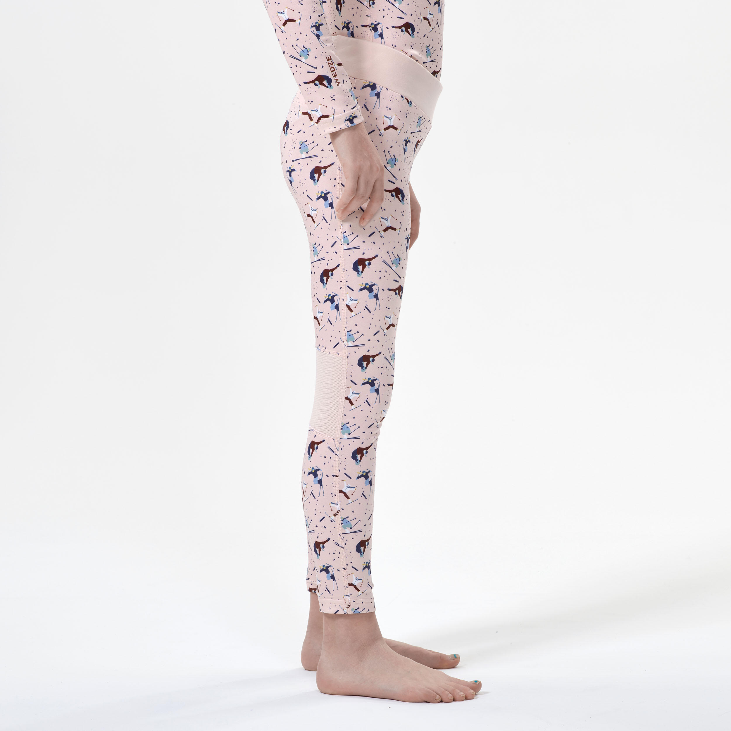 Kids’ Ski Base Layer Bottoms - 500 - Pink 5/8