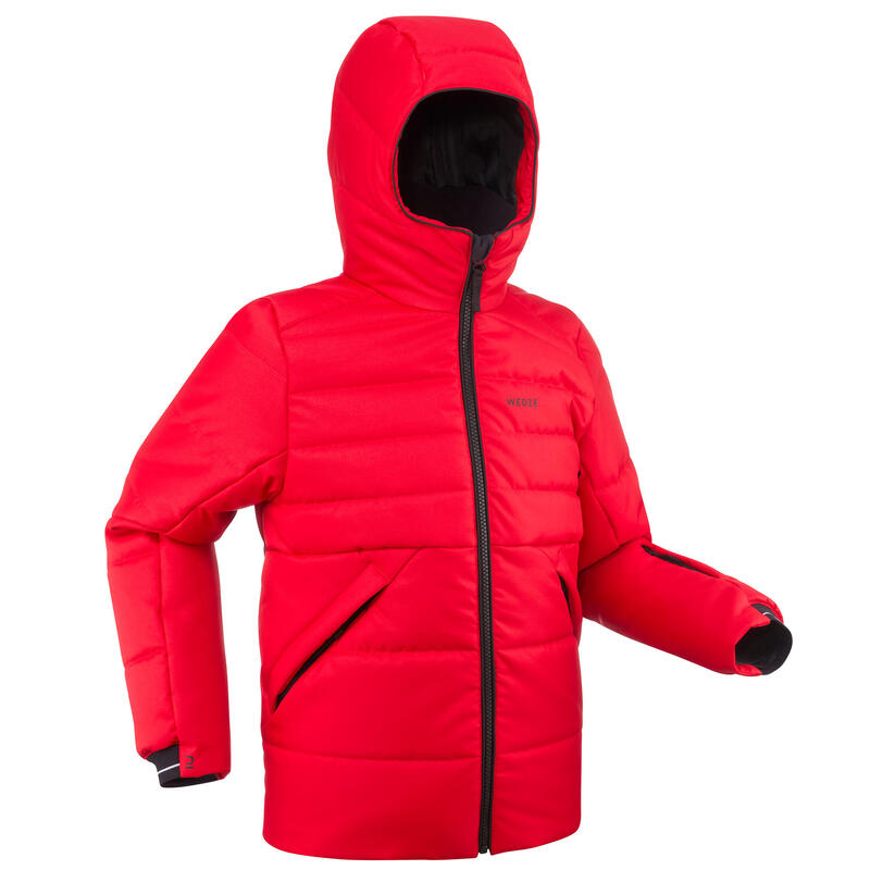 Dětská lyžařská hřejivá bunda 150 Warm červená 