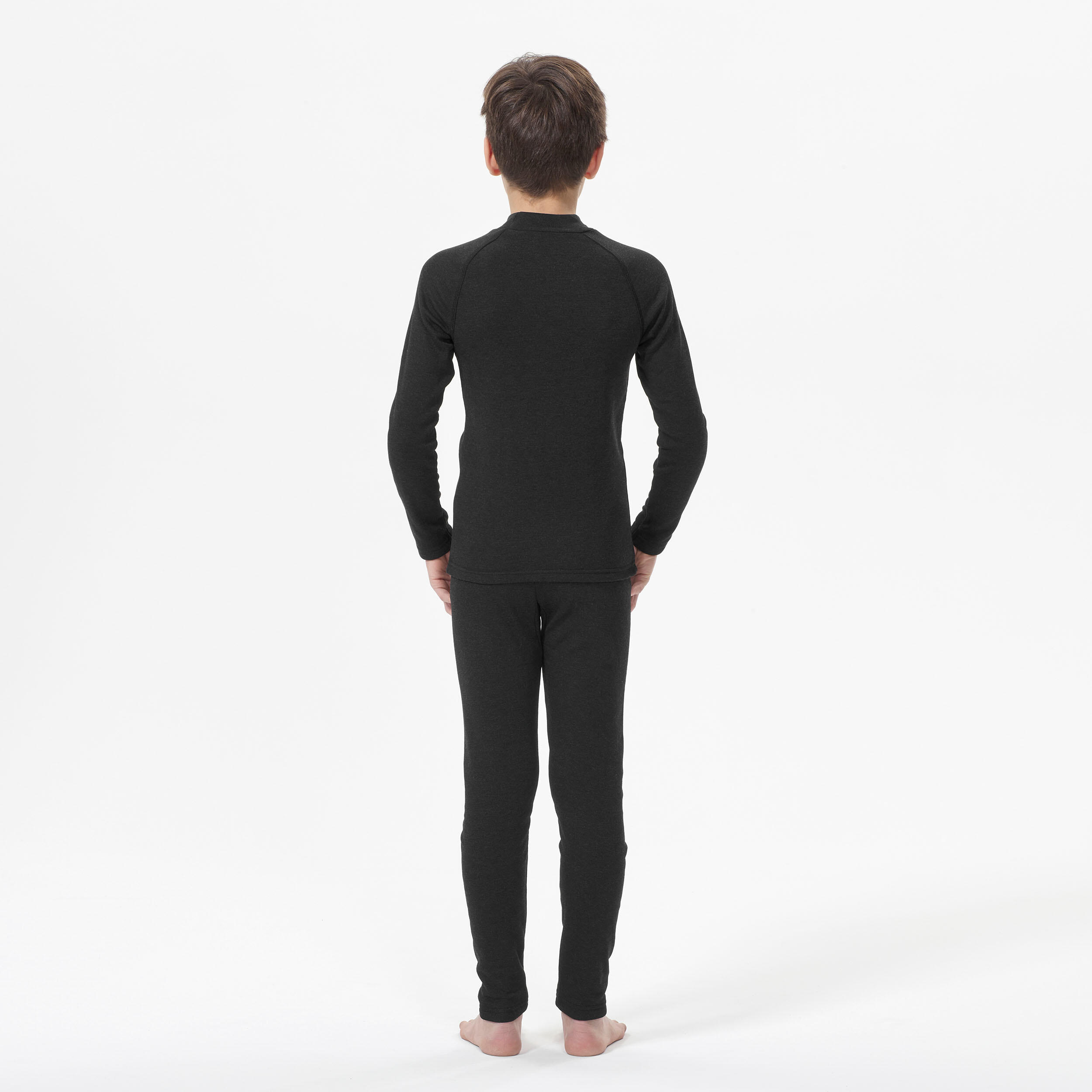 Kids' Ski Base Layer Bottoms - BL 500 Black  - WEDZE