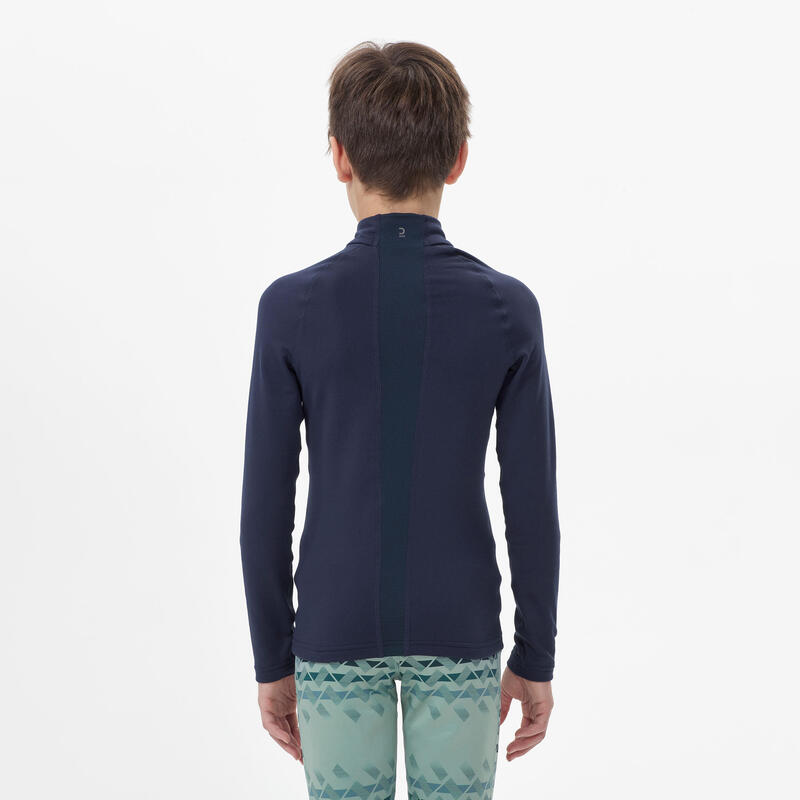 Sous-vêtement thermique de ski enfant, BL 500 demi zip bleu
