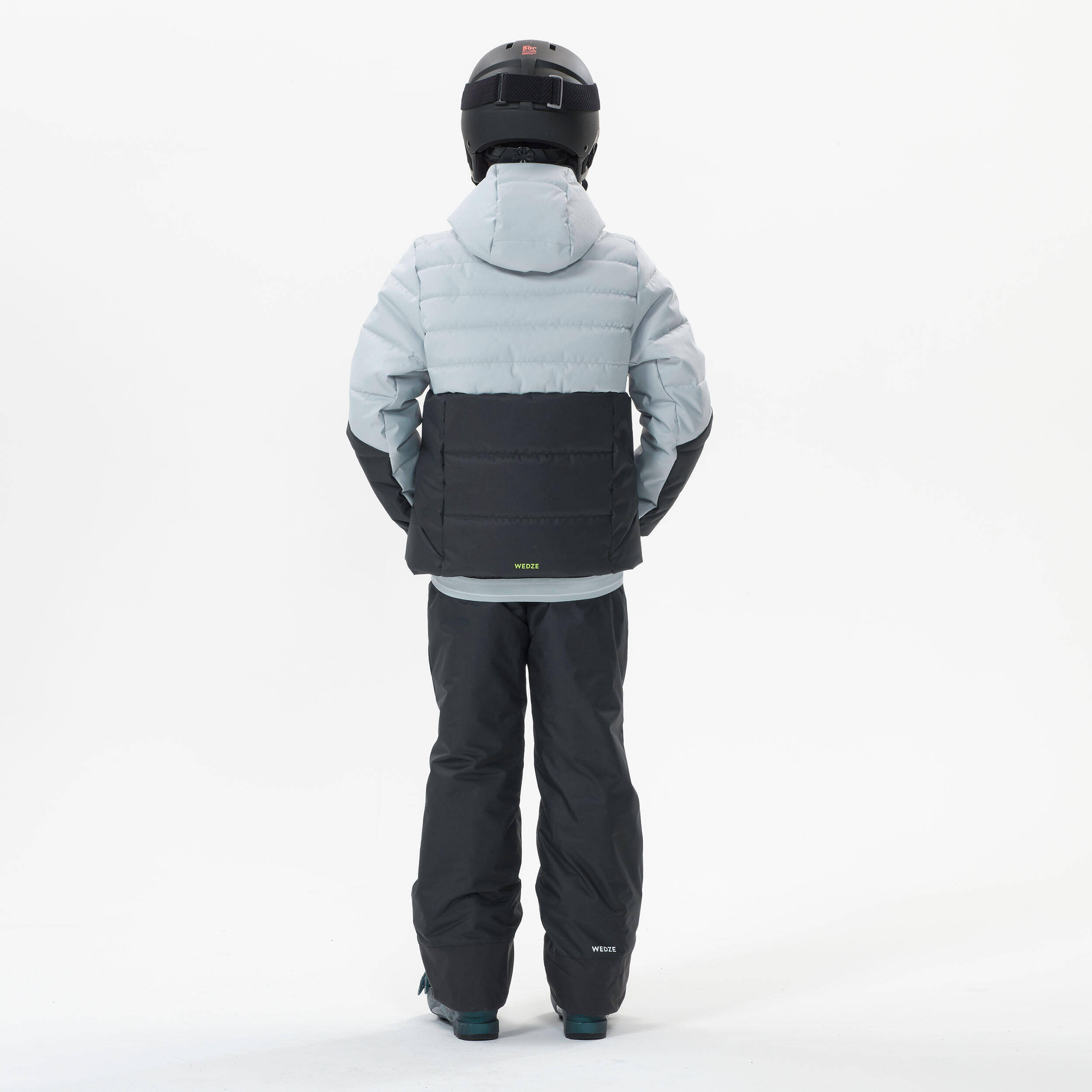 Very warm and waterproof children's padded ski jacket 180 WARM - black and grey -  3