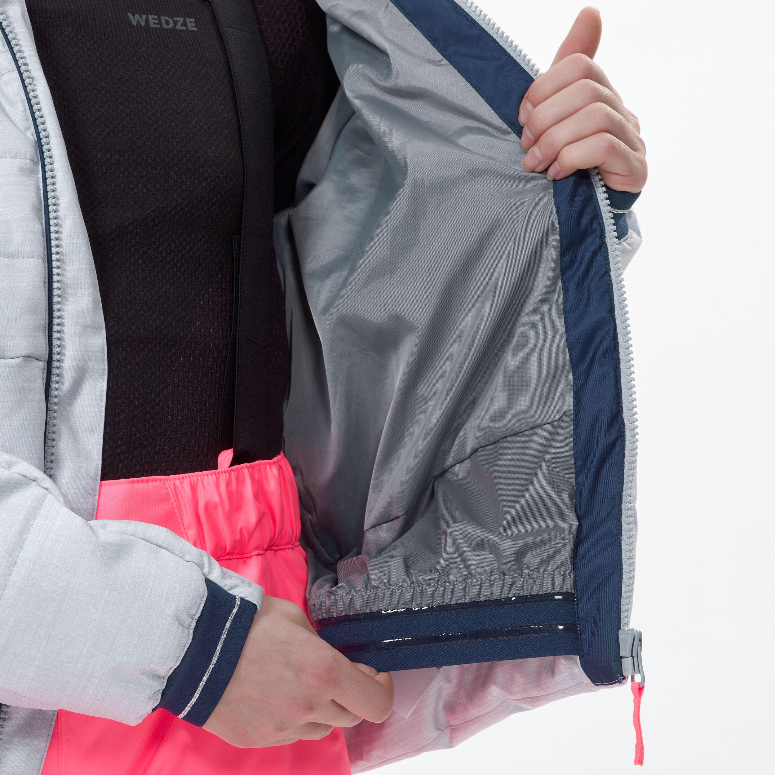 Kids’ warm and waterproof padded ski jacket - 100 warm grey 7/11