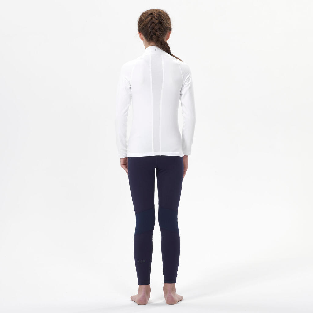 Playera térmica de esquí con medio cierre blanca para niños BL 500 