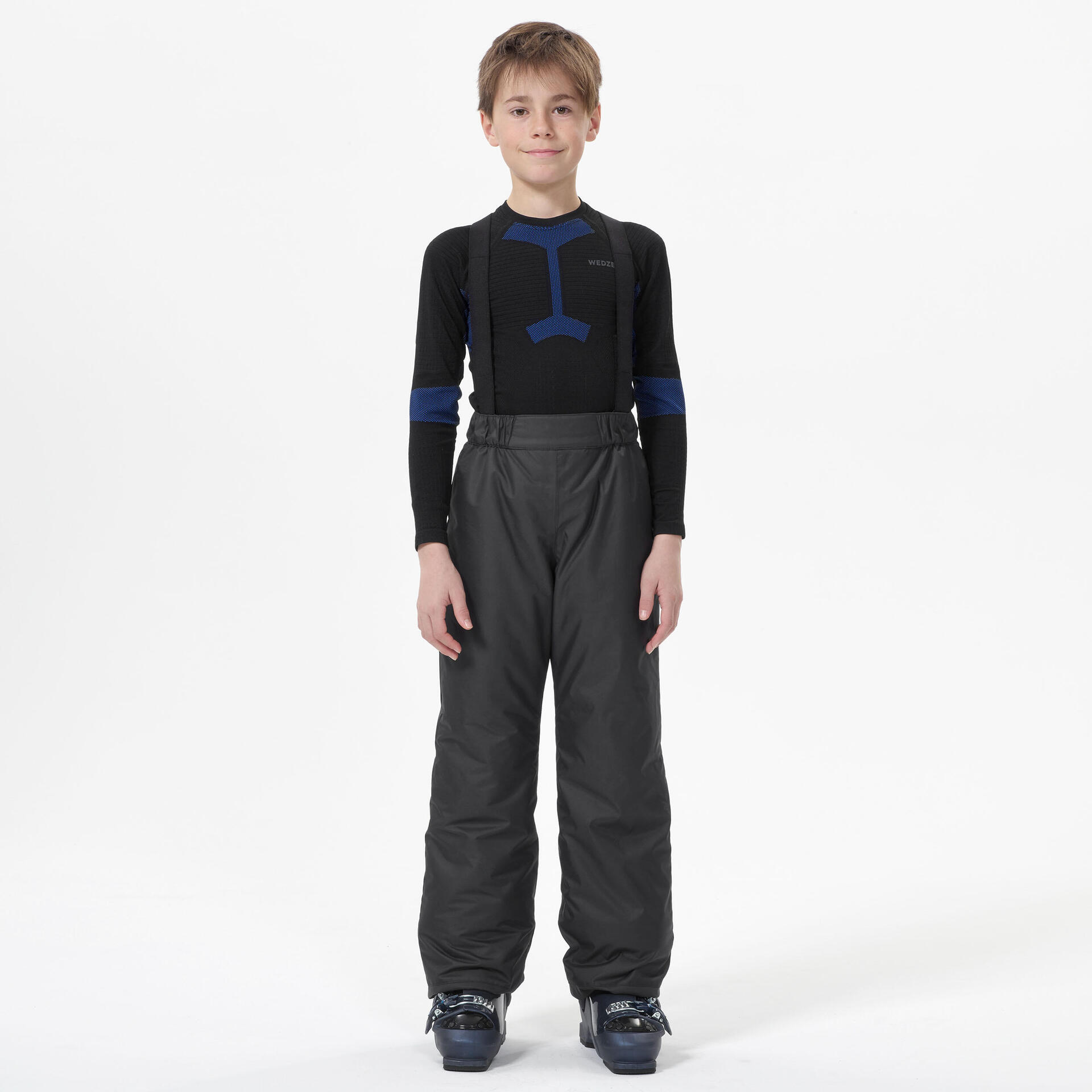 Kids' Waterproof Ski Overalls 100 6-14Y Dark Grey