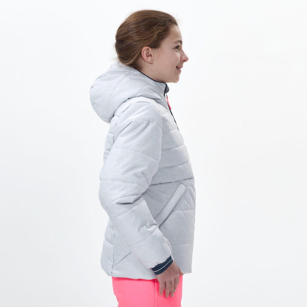 Kids’ warm and waterproof padded ski jacket - 100 warm grey