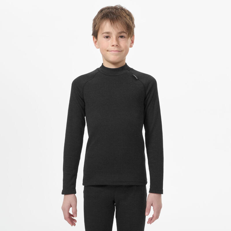 Camiseta térmica de Esqui Wed'ze Simple Warm niños Negro