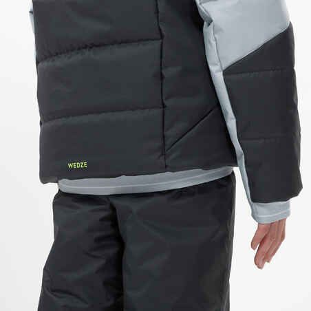 Πολύ ζεστό και αδιάβροχο παιδικό μπουφάν με επένδυση για σκι  - Μαύρο και γκρι