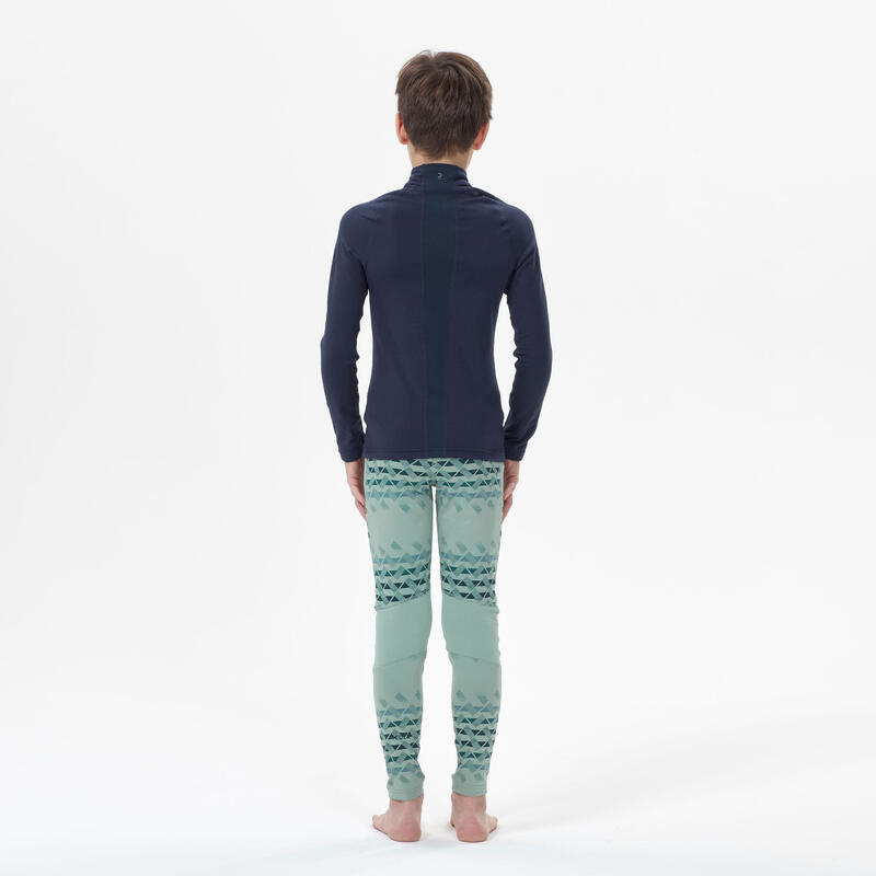 Sous-vêtement thermique de ski enfant, BL 500 demi zip bleu