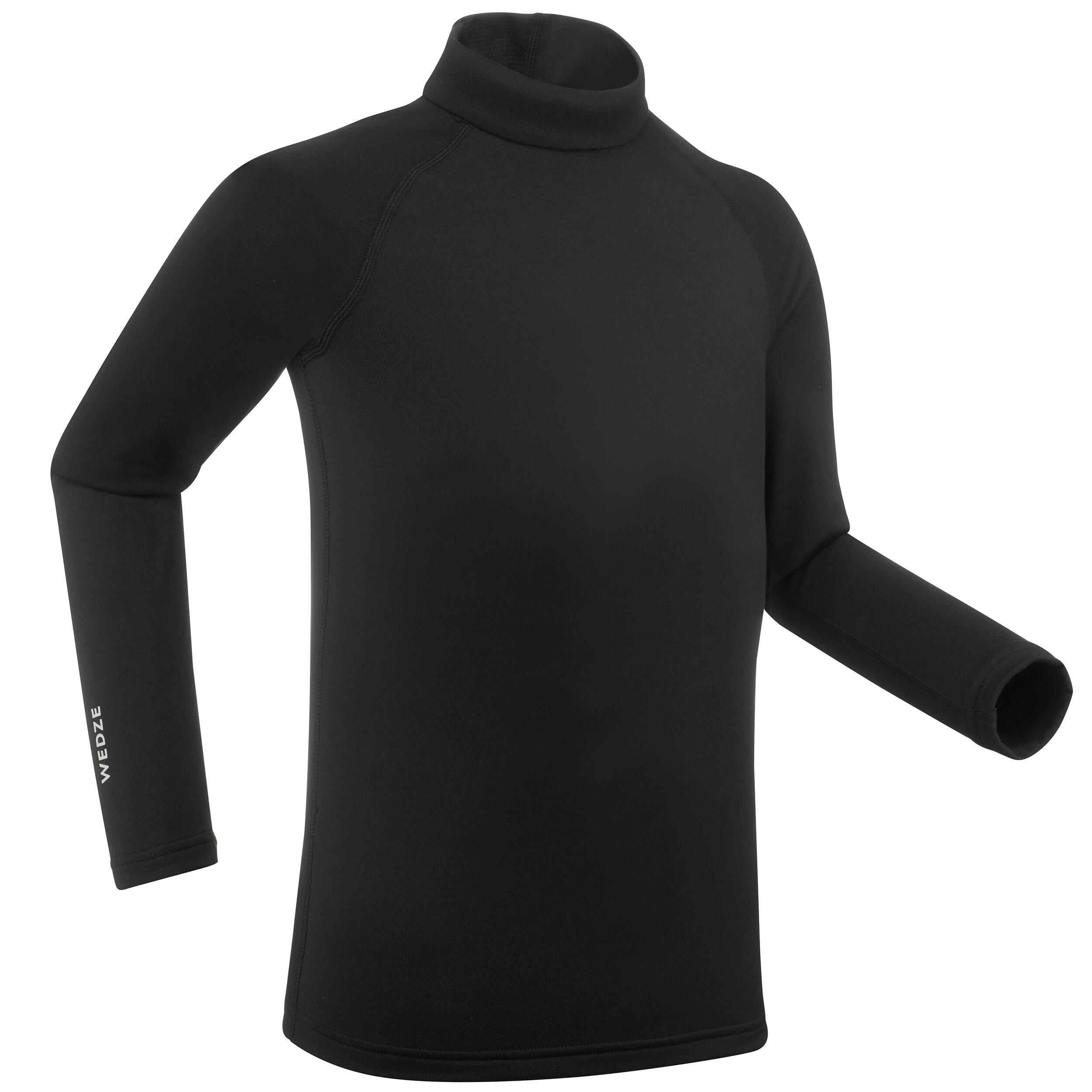 Kids' thermal ski base layer top - BL500 - black WEDZE