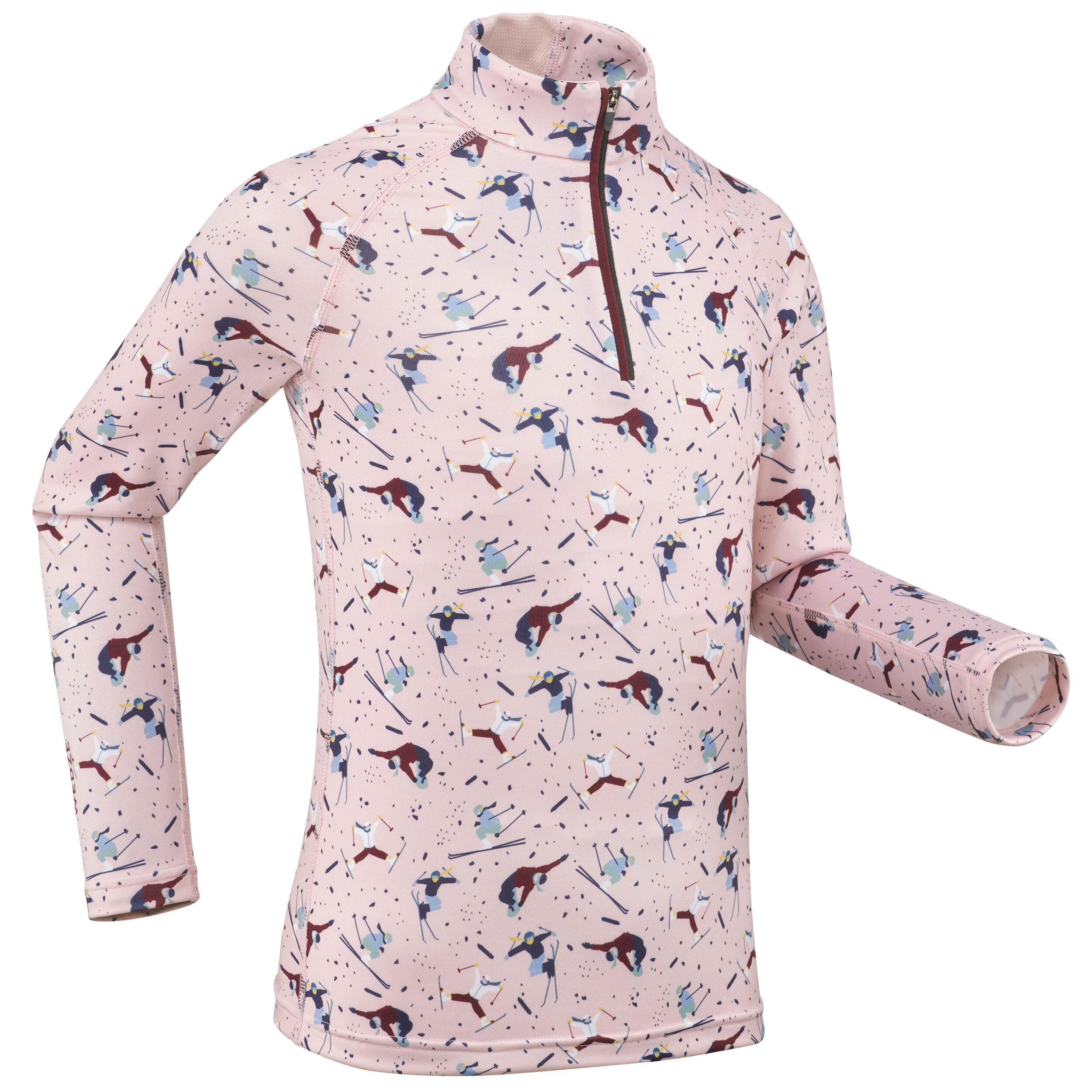 Kids’ Thermal Ski Base Layer 1/2 Zip BL 500 - Pink 2/8