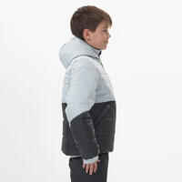 Very warm and waterproof children's padded ski jacket 180 WARM - black and grey