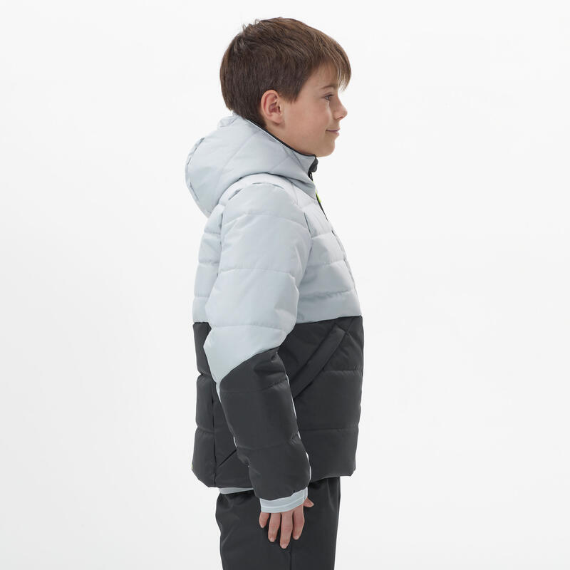 Heel warme en waterdichte gewatteerde ski-jas voor kinderen 180 Warm zwart/grijs