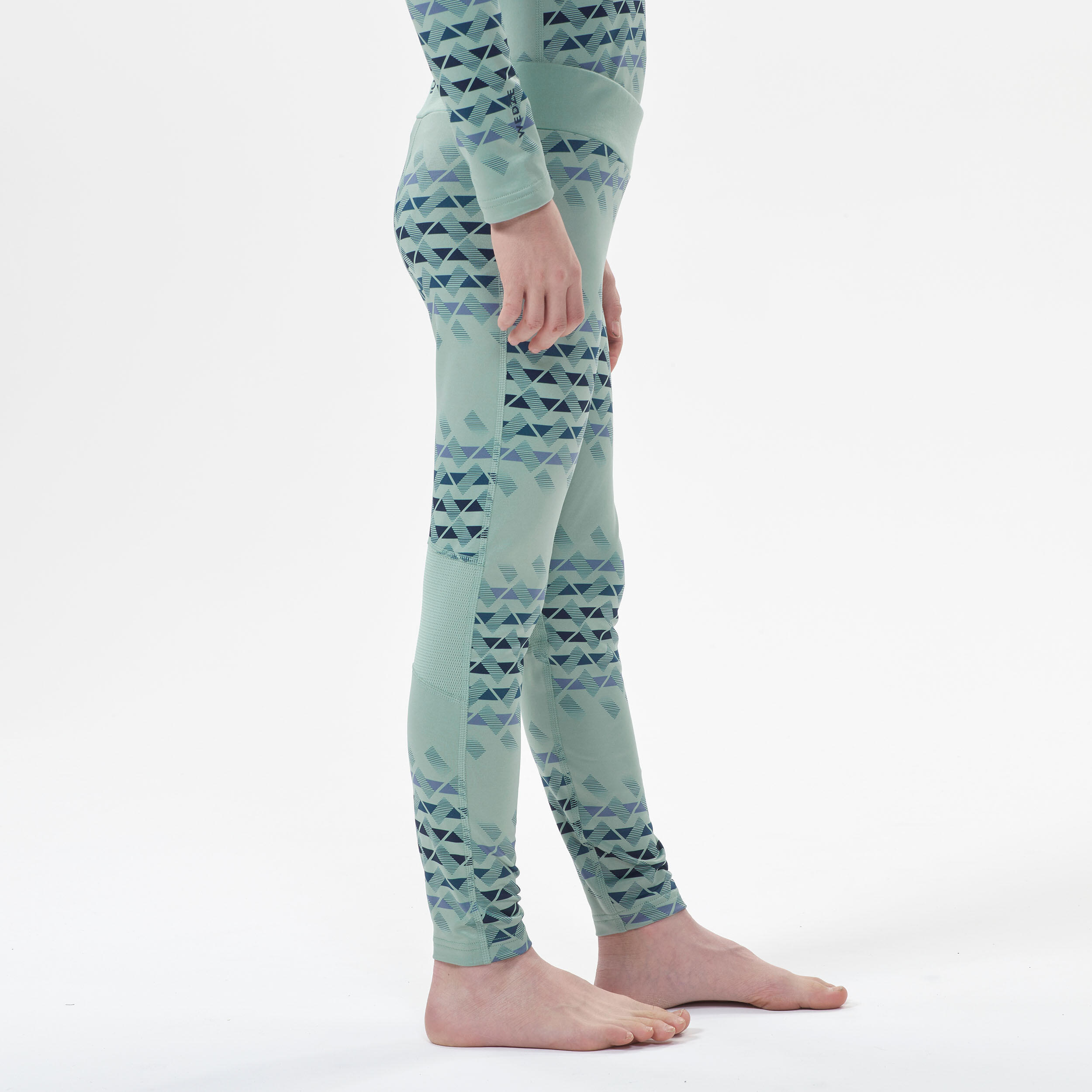Kids’ Ski Base Layer Bottoms - 500 - Green 5/8