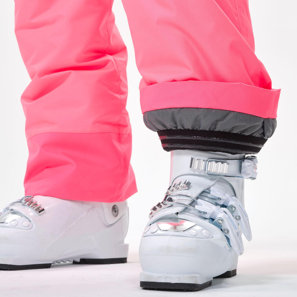 Detské lyžiarske nohavice - 100 hrejivé a nepremokavé reflexne ružové