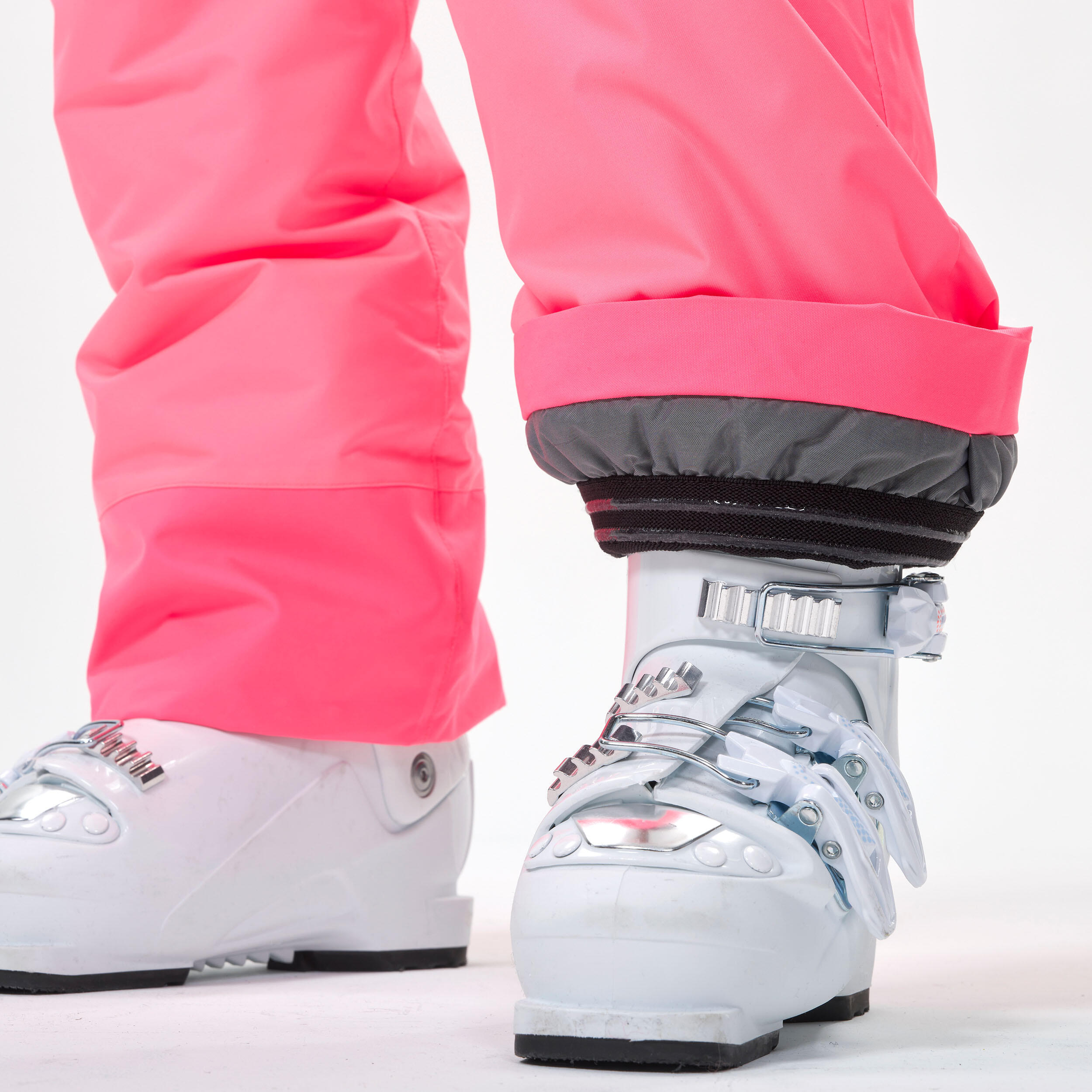 KIDS’ WARM AND WATERPROOF SKI TROUSERS - 100 NEON PINK 4/8