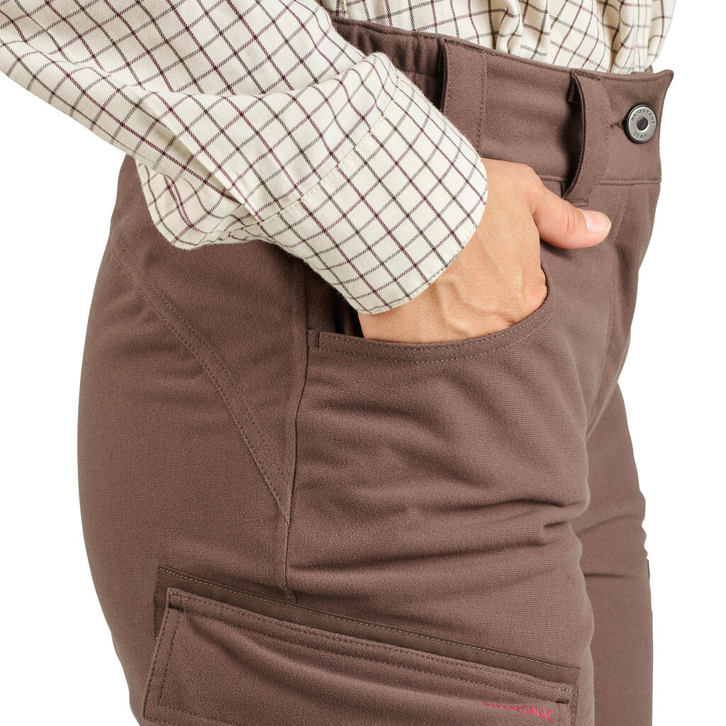Kamuflažne ženske tihe pantalone za lov TREEMETIC 500