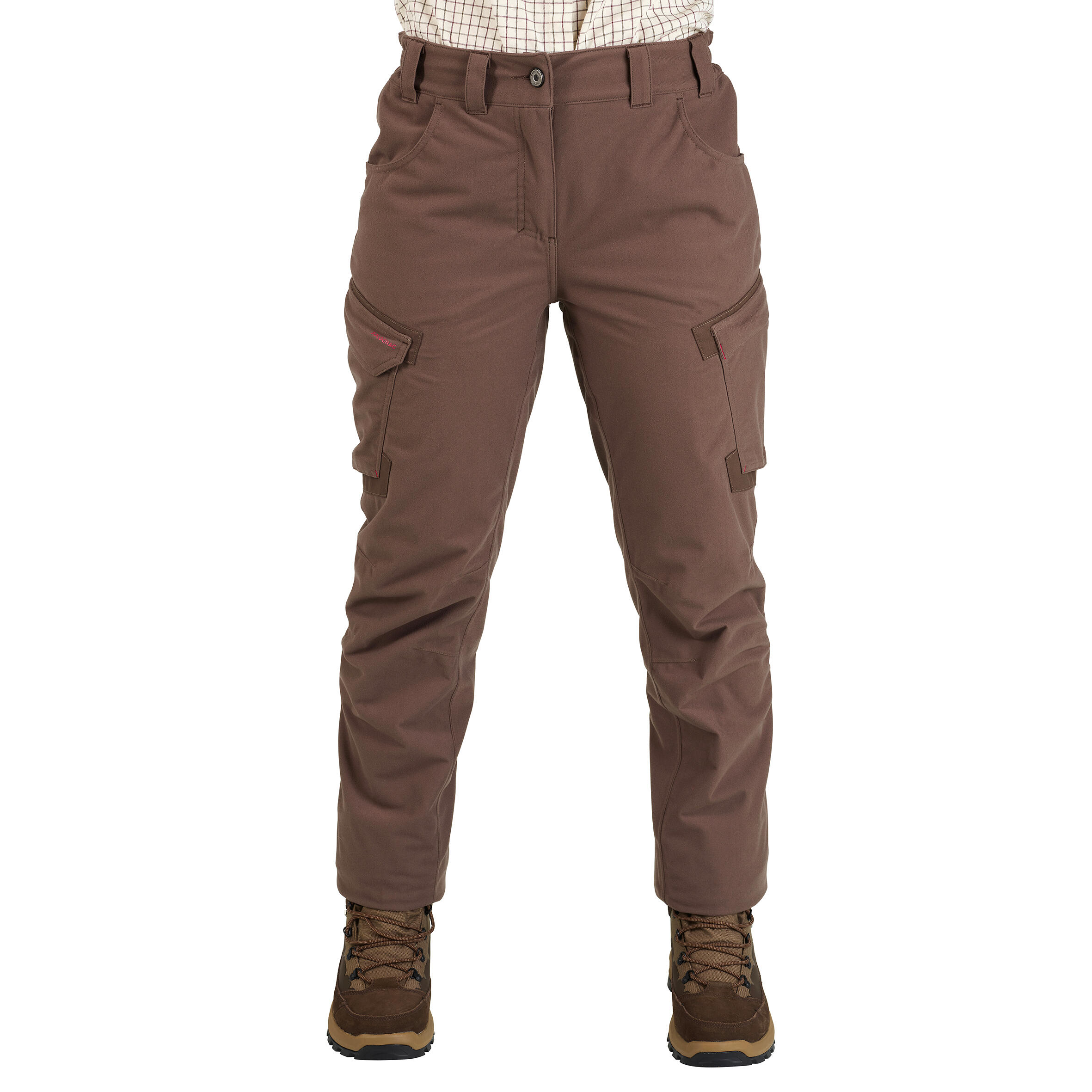 WOMEN'S WARM WATERPROOF HUNTING TROUSERS 500 - BROWN 3/12