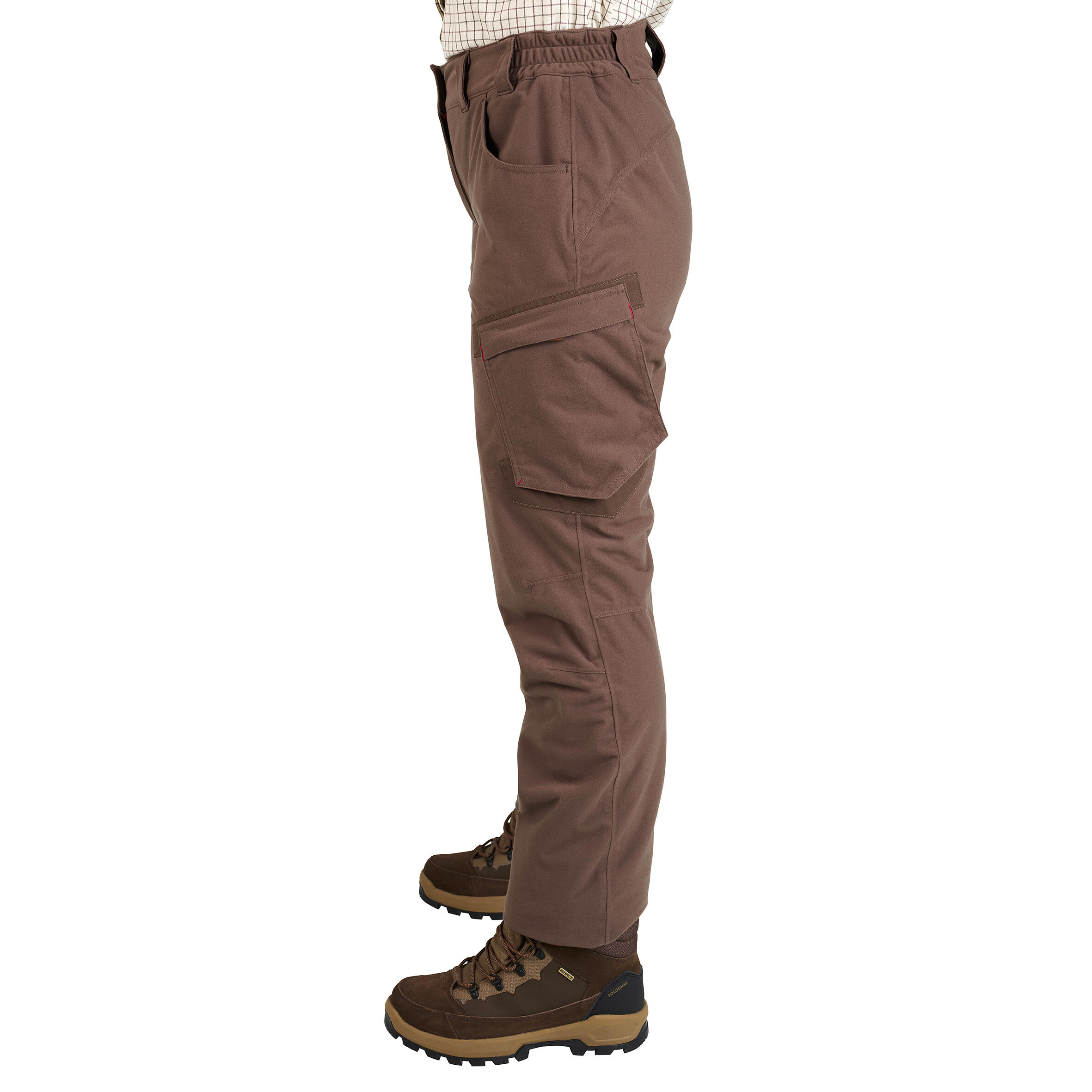 WOMEN'S WARM WATERPROOF HUNTING TROUSERS 500 - BROWN 4/12