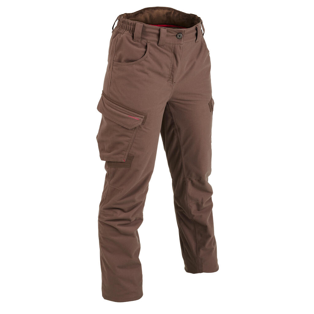 Kamuflažne ženske tihe pantalone za lov TREEMETIC 500