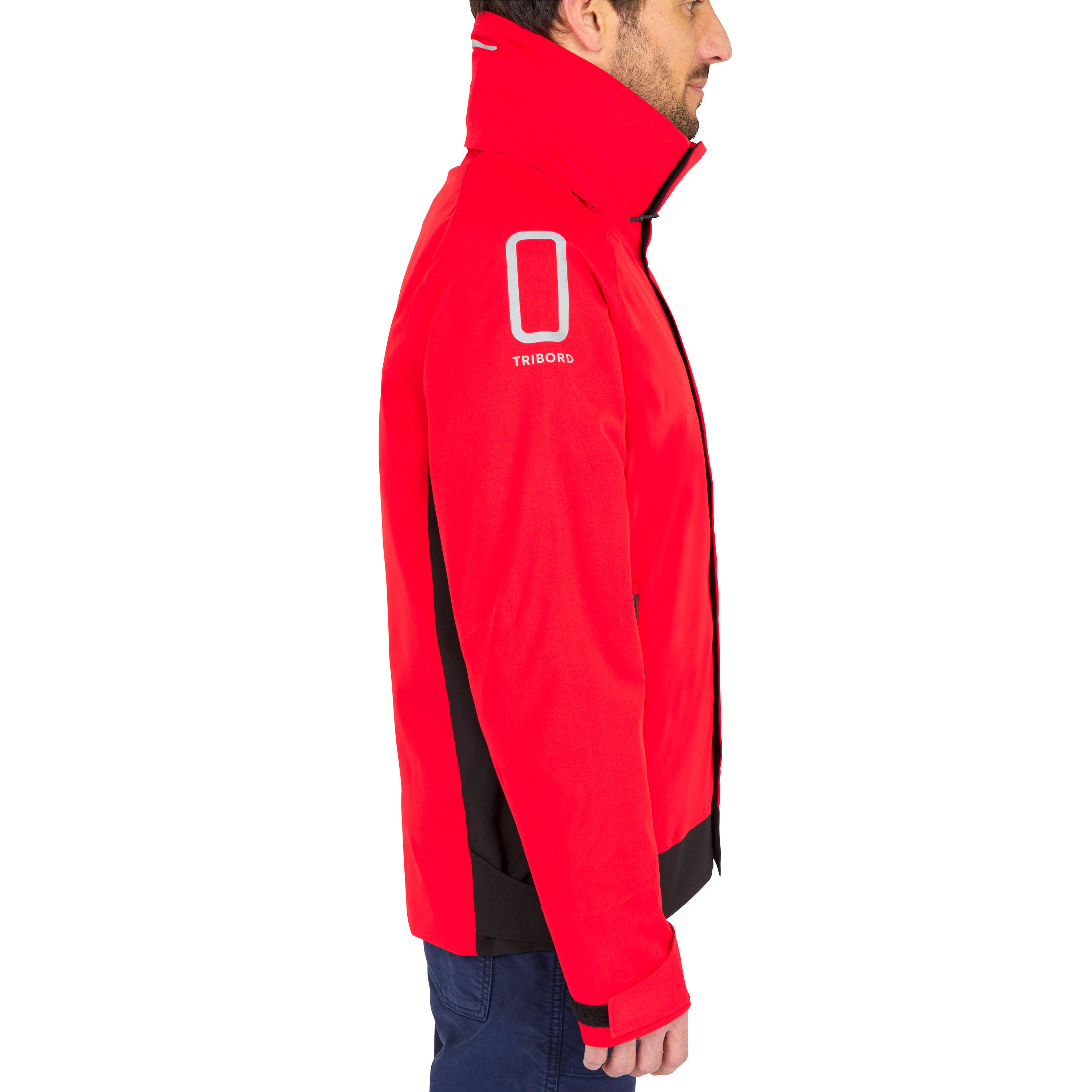 Men's Sailing Jacket - Waterproof Jacket Sailing 500 red black 3/12