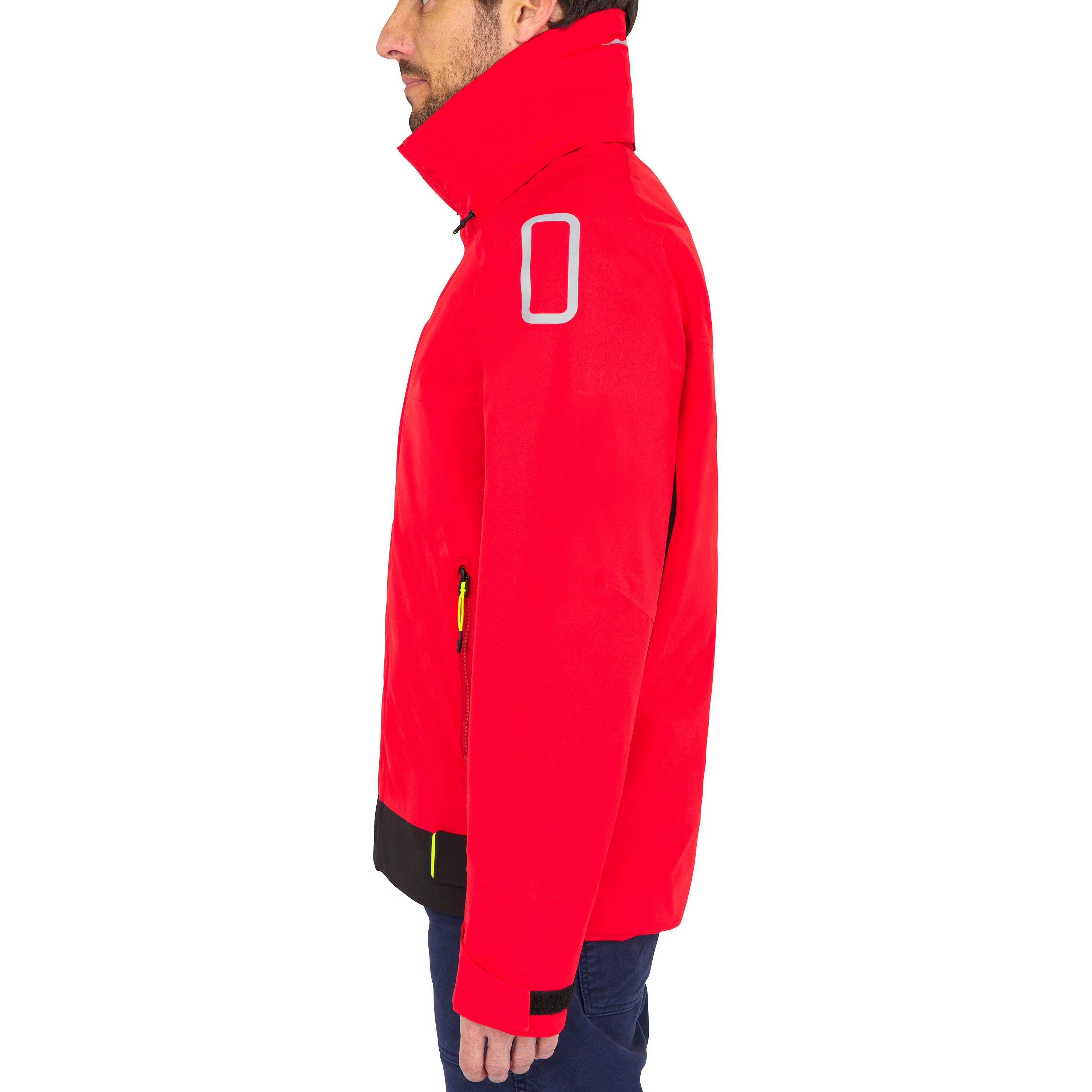 Men's Sailing Jacket - Waterproof Jacket Sailing 500 red black 2/12