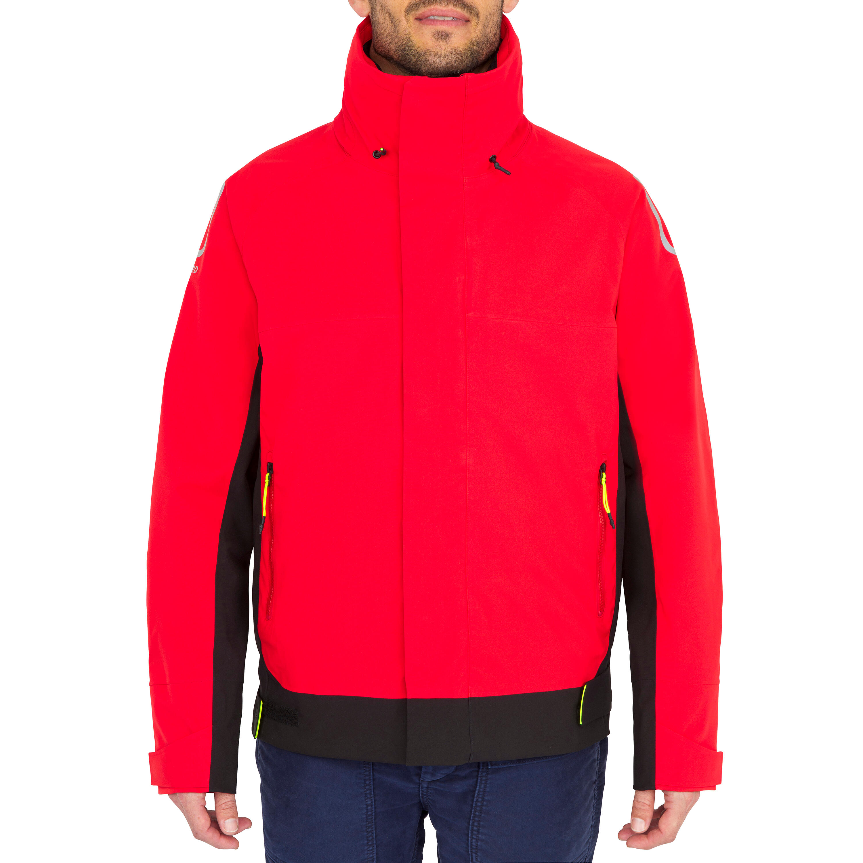 Men's Sailing Jacket - Waterproof Jacket Sailing 500 red black 4/12