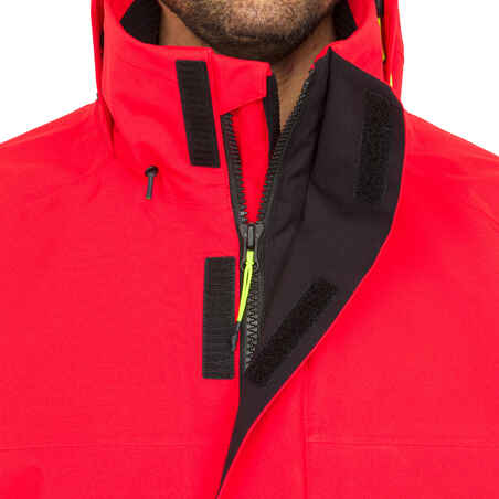 Men's Sailing Jacket - Waterproof Jacket Sailing 500 red black