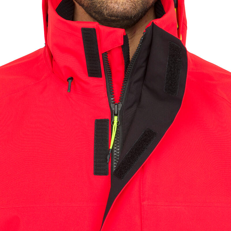 Blouson de voile - veste de pluie Sailing 500 Homme Rouge noir