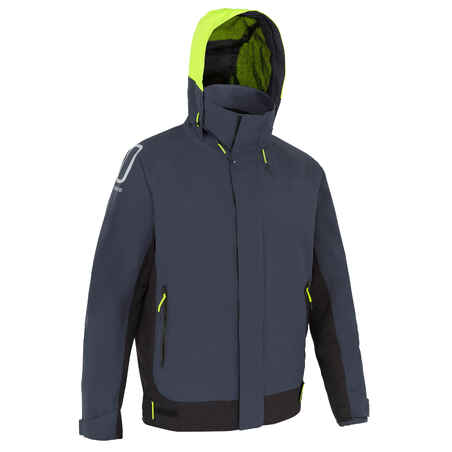 Chamarra impermeable para vela gris y negro para hombre Sailing 500