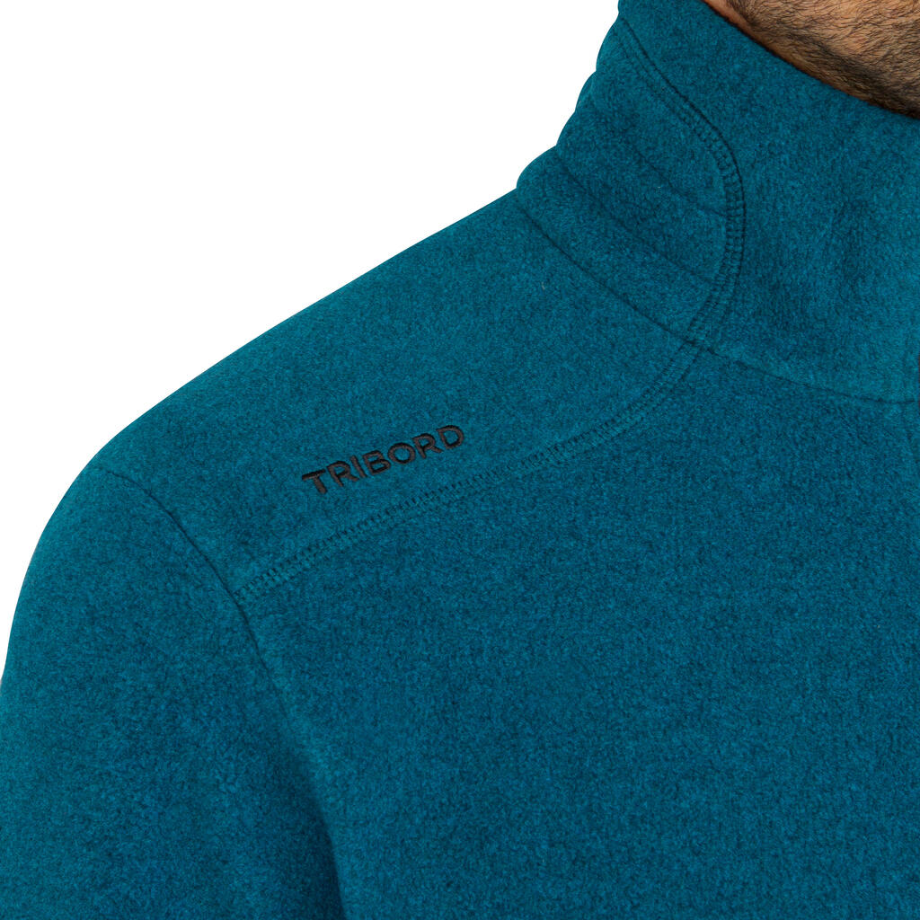 Veste polaire chaude de voile sailing 100 homme gris chiné bleu marin