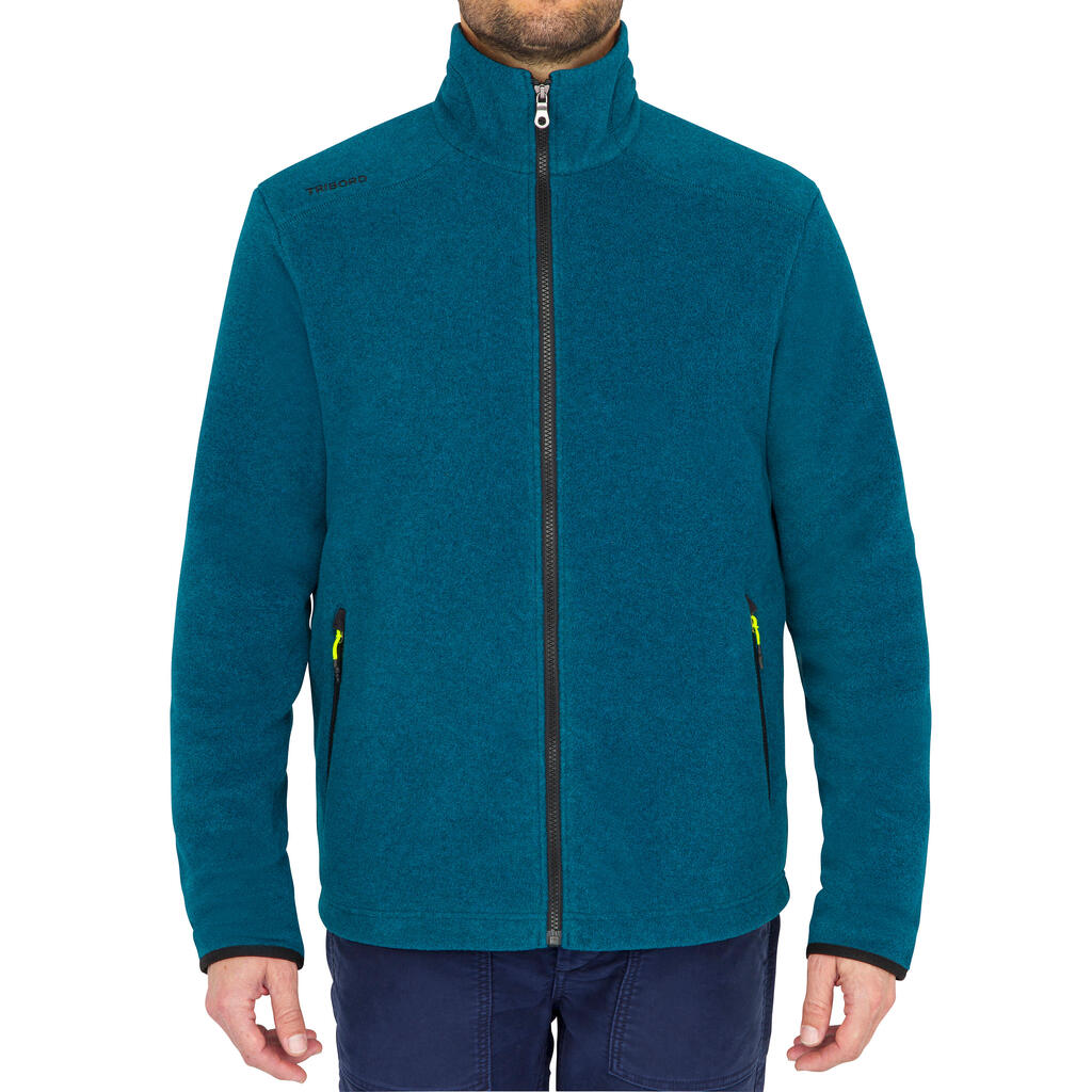 Veste polaire chaude de voile sailing 100 homme gris chiné bleu marin