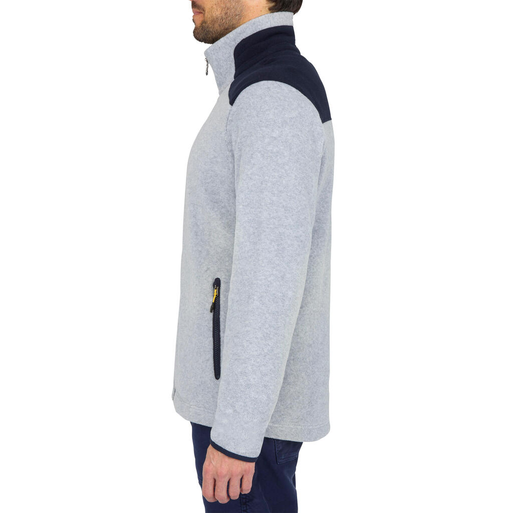 Veste polaire chaude de voile sailing 100 homme gris chiné bleu marin
