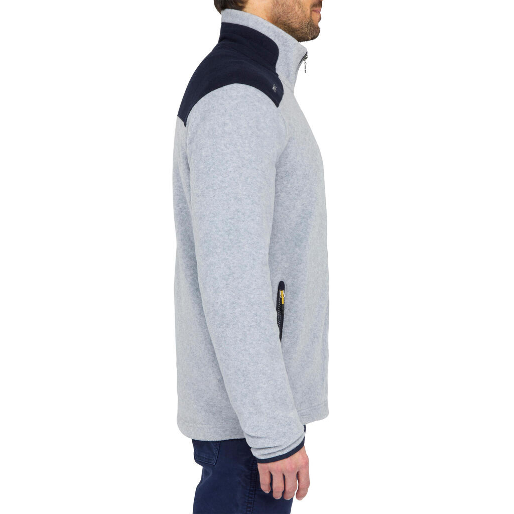 Veste polaire chaude de voile sailing 100 homme gris chiné bleu marin