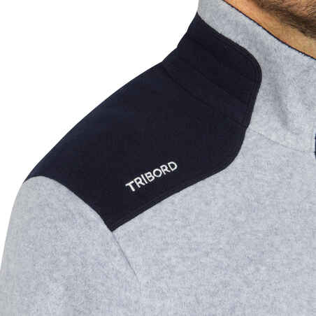 Ανδρικό ζεστό fleece ιστιοπλοΐας Sailing 100 - Διάστικτο γκρι / Ναυτικό μπλε