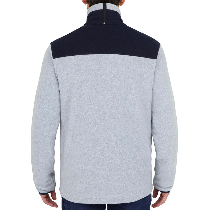 Warm fleece vest voor zeilen heren Sailing 100 gemêleerd grijs marineblauw