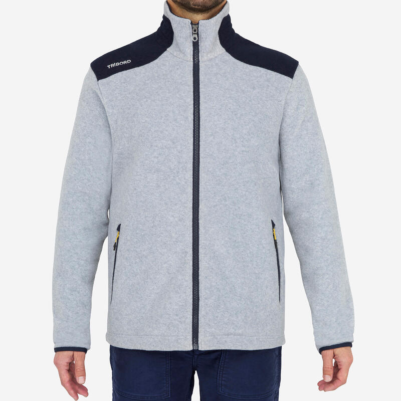 Veste polaire chaude de voile Sailing 100 Homme Gris chiné bleu marin