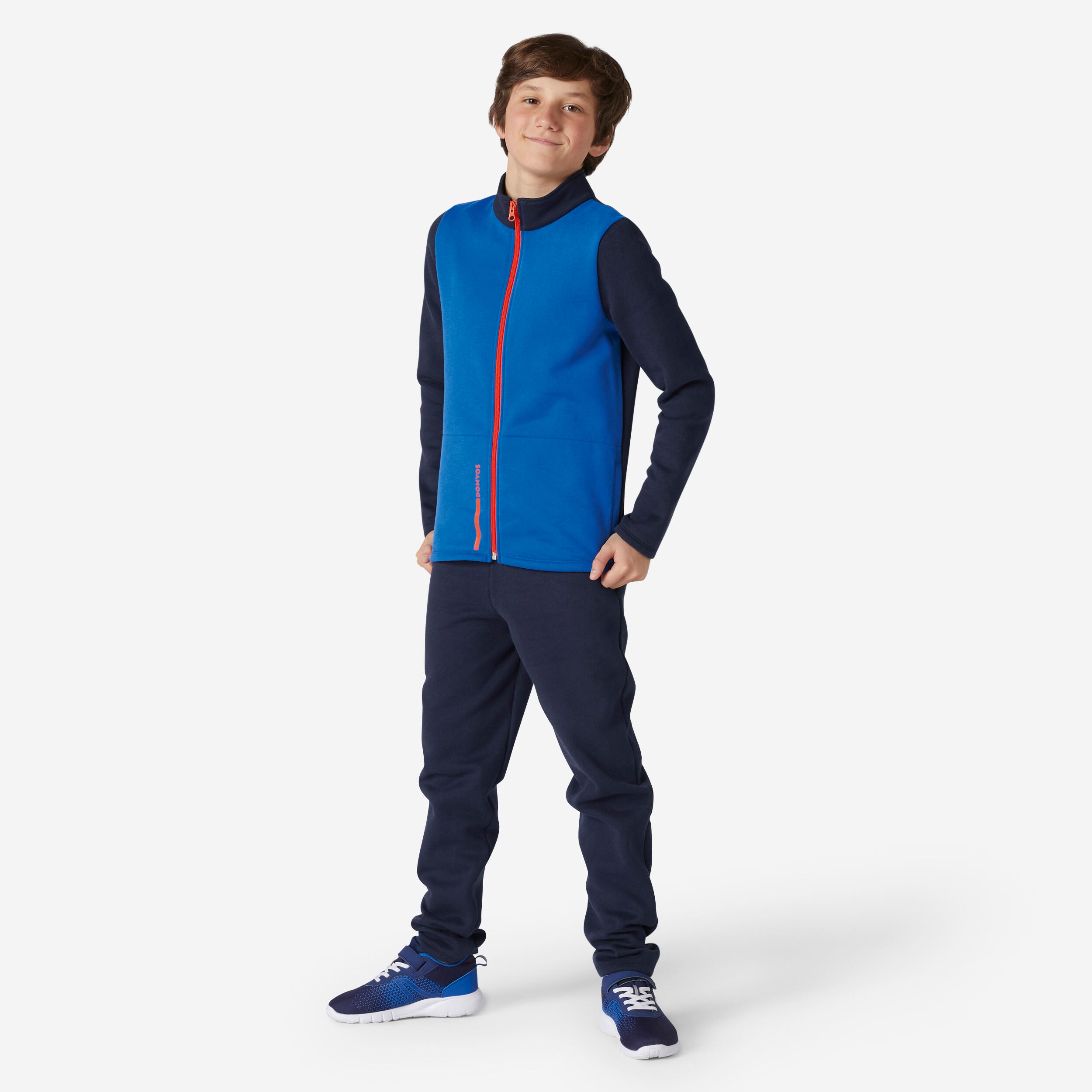 Domyos - Survêtement Chaud Enfant - Warmy Zip Bleu - Survêtement - Education Sportive Enfant - Bleu-orange - 8 À 10 Ans - Decathlon