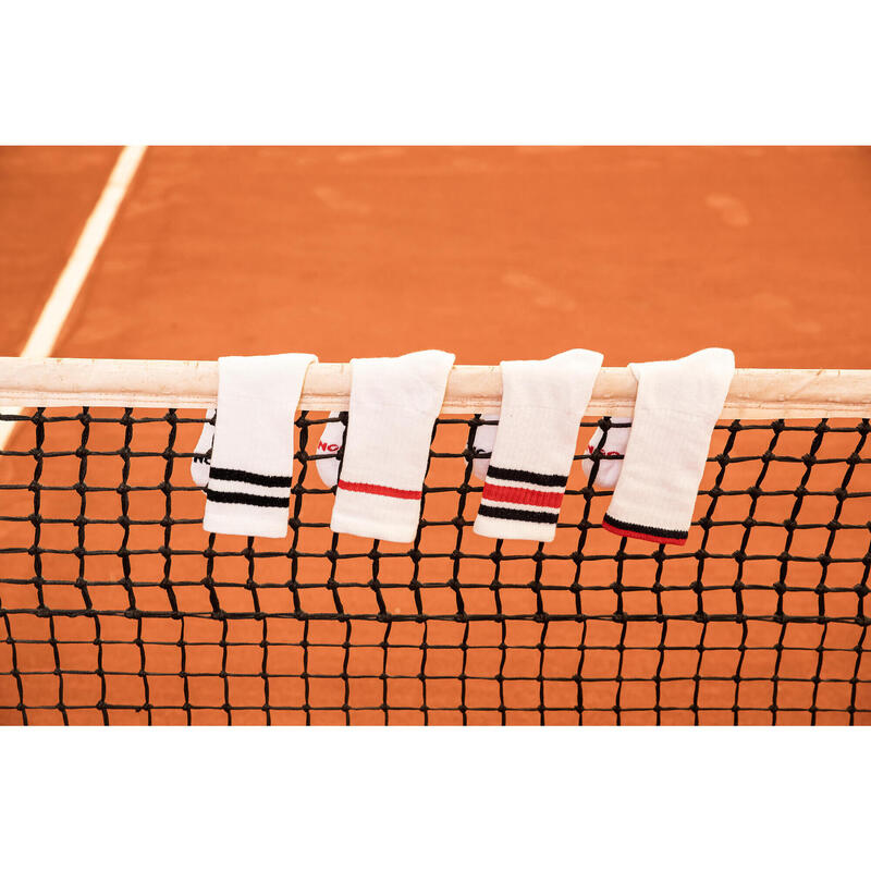 CHAUSSETTES DE SPORT HAUTES ARTENGO RS 500 BLANC ROUGE LOT DE 4