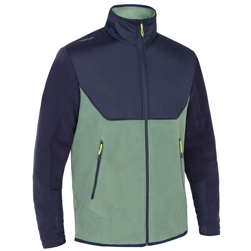 Men's warm sailing fleece 500 - light khaki, blue